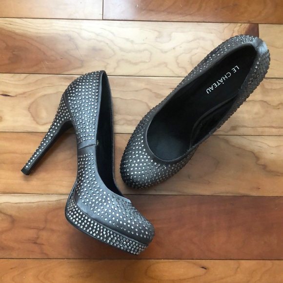 Le Chateu grey sparkle heels - Picture 1 of 2